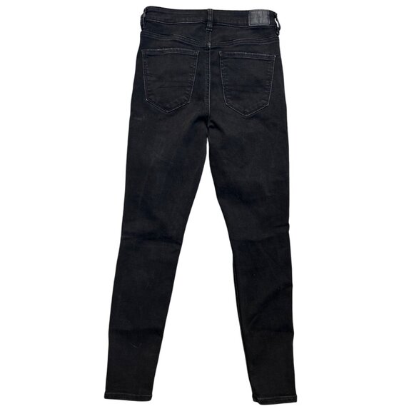 American Eagle Womens Super High Waisted Jeggings Washed Black Size 4P - Picture 2 of 6